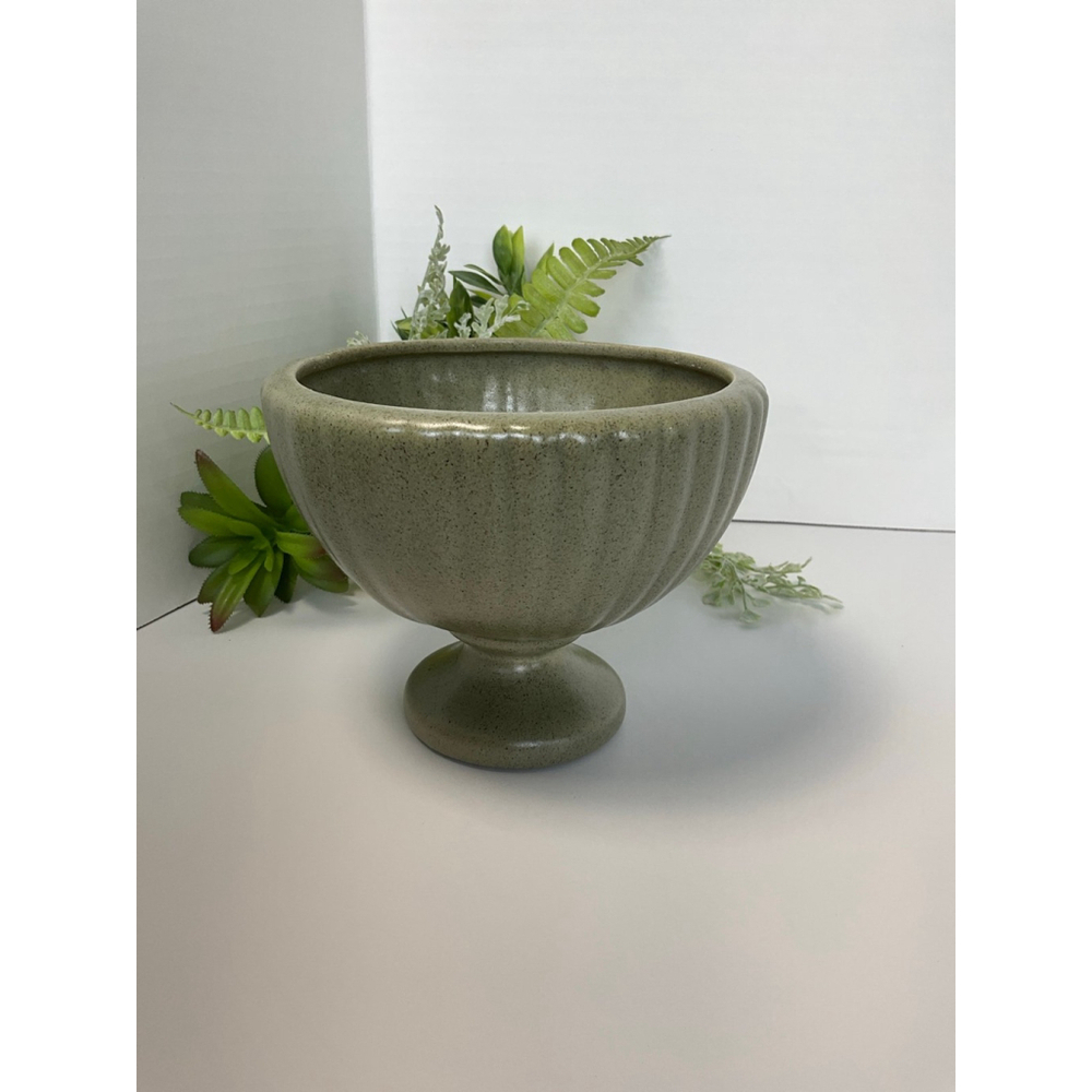 Vintage Ceramic Haeger Pedastal Planter Matte Sage Green